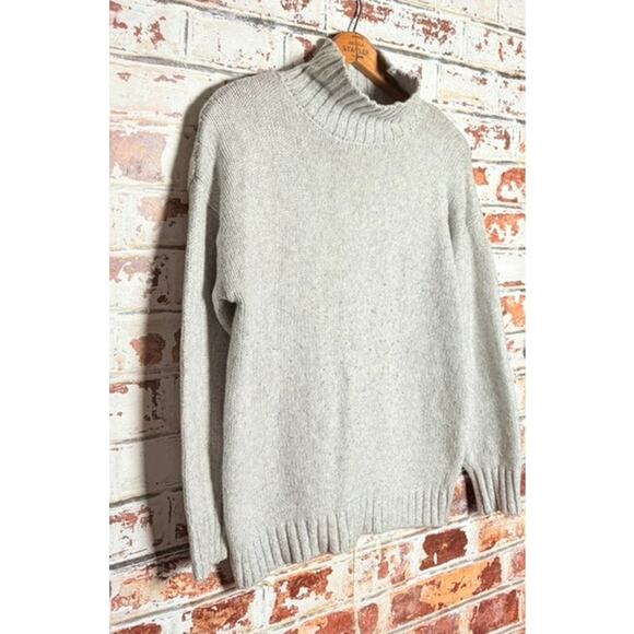 ASOS DESIGN Oversized Knit Mock Turtleneck Pullover Gray Long Sleeve Sweater - Picture 3 of 8